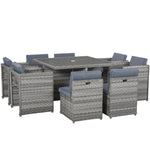 Patio 9 Pcs Rattan Dining Table Chair Set Cube