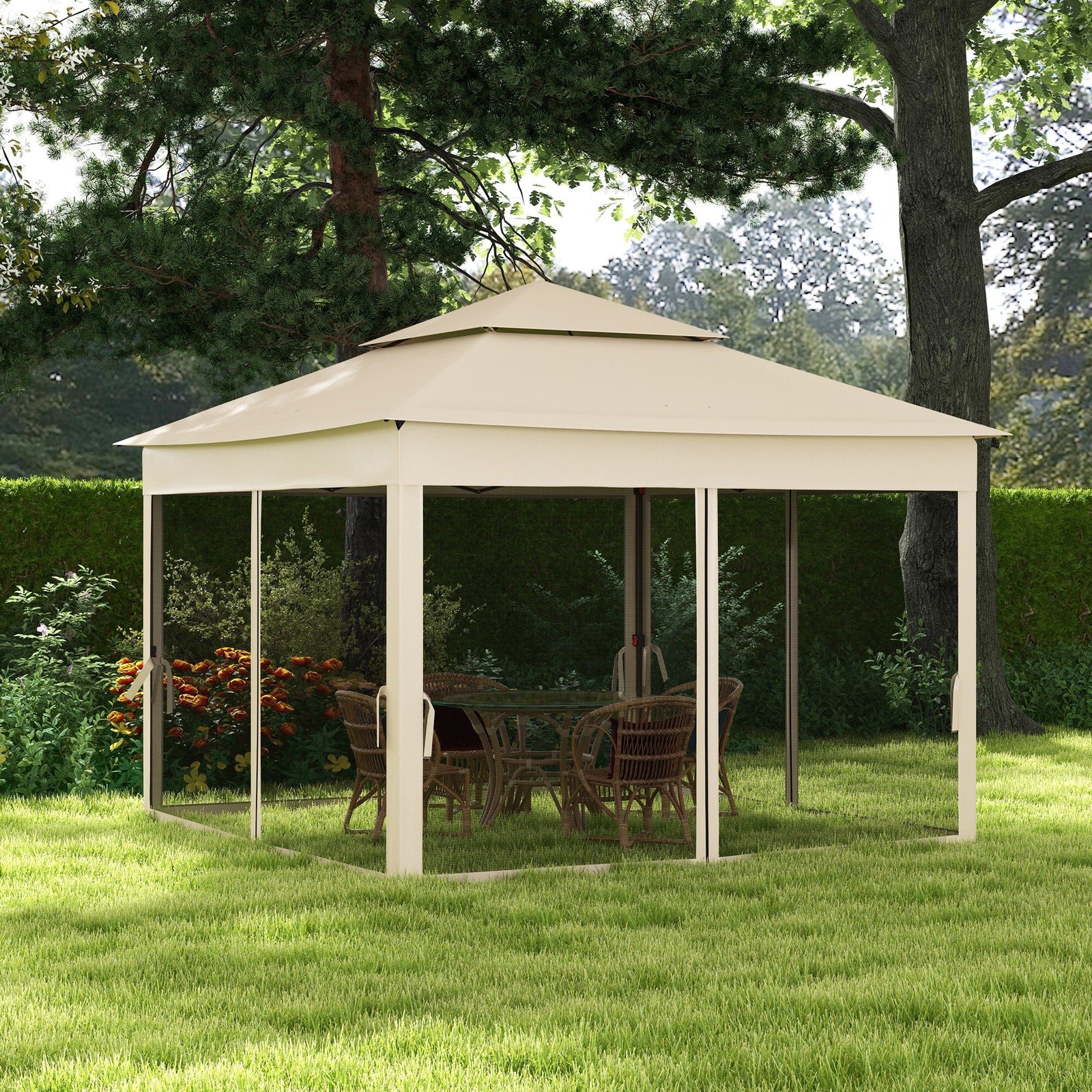 Garden Folding Tent Heavy Duty Pop Up Gazebo For Party | Cream
