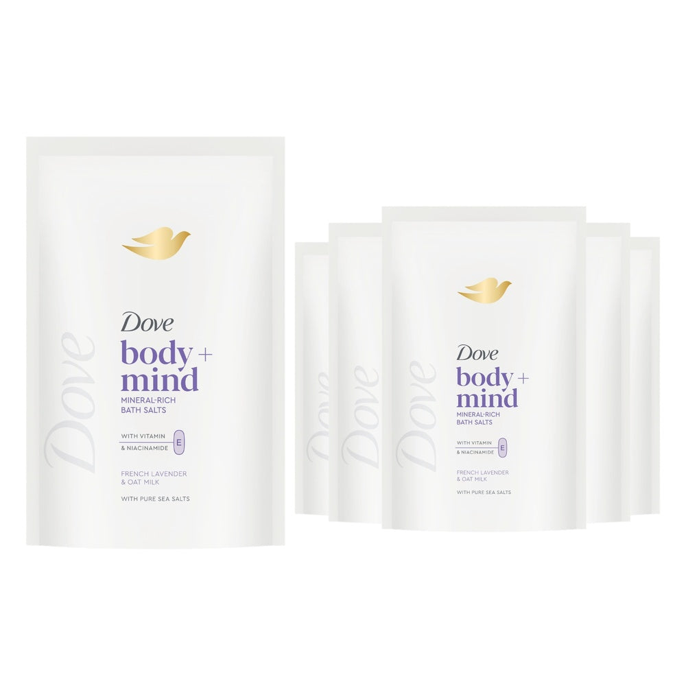 Body + Mind Bath Salts, French Lavender & Oat Milk, 400g | Set-of-6