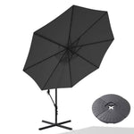 3 M Banana Patio Umbrella Cantilever Garden Parasol With Solar-powered 32 Led Lights, Crank For Opening Closing With Cross Base & Fillable Base | One Size | Dark Grey