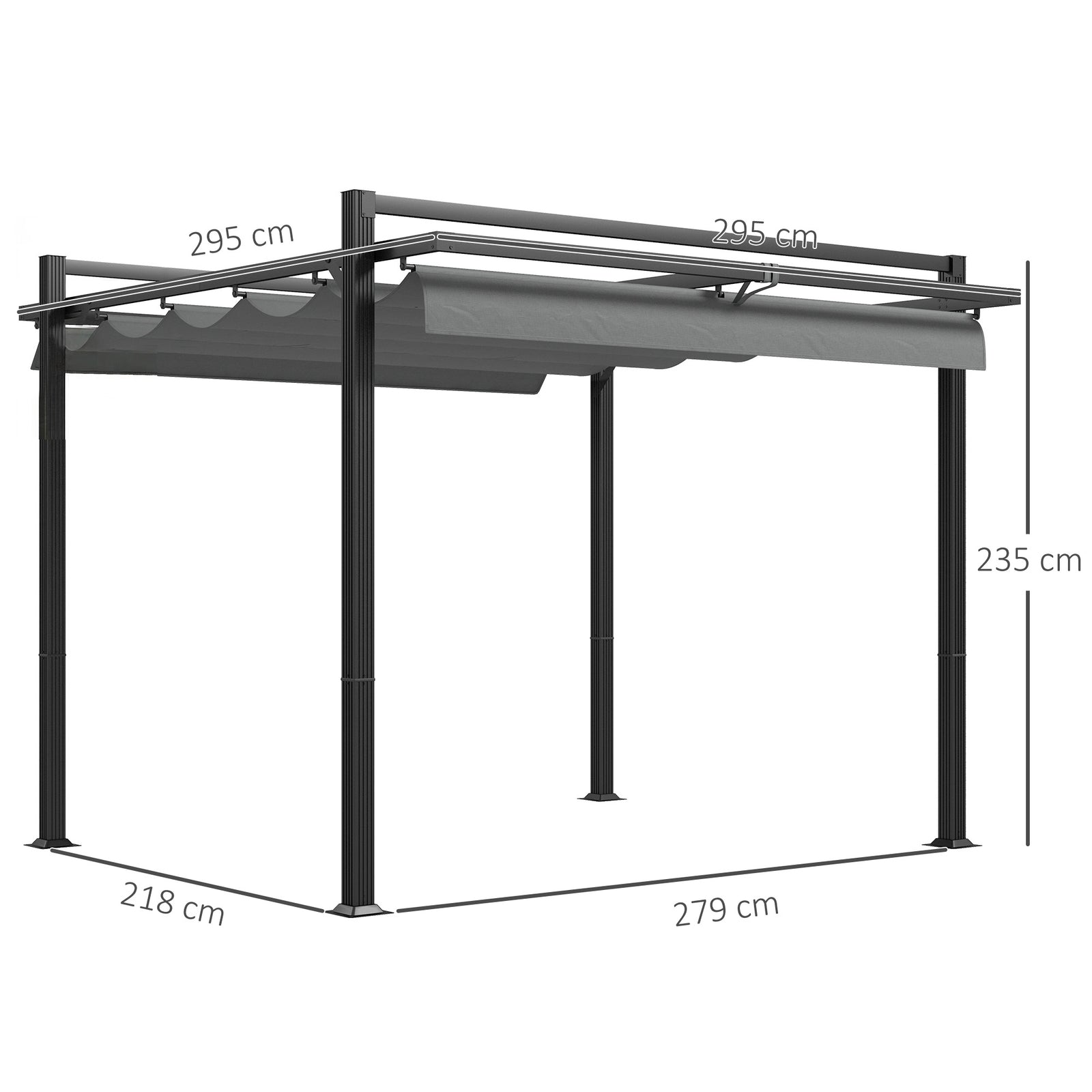 Retractable Pergola Canopy With Aluminium Frame | Medium | Dark Gray