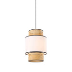 Natural Rattan And Fabric Pendant Light – Multi-layered Beech Tone Lampshade For Warm And Elegant Home Décor