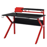 Gaming Desk Table W/ Cup Holder Basket Red