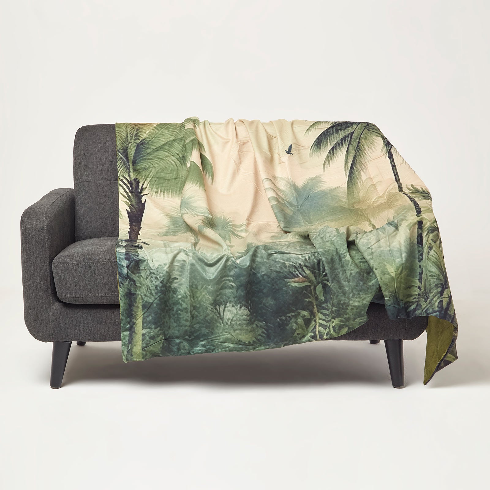 Palm Sepia Throw 130 X 170 Cm Tropical Blanket | 130cm x 170cm | Green