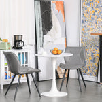 Modern Round Dining Table Leisure Coffee Bistro Table Metal | White