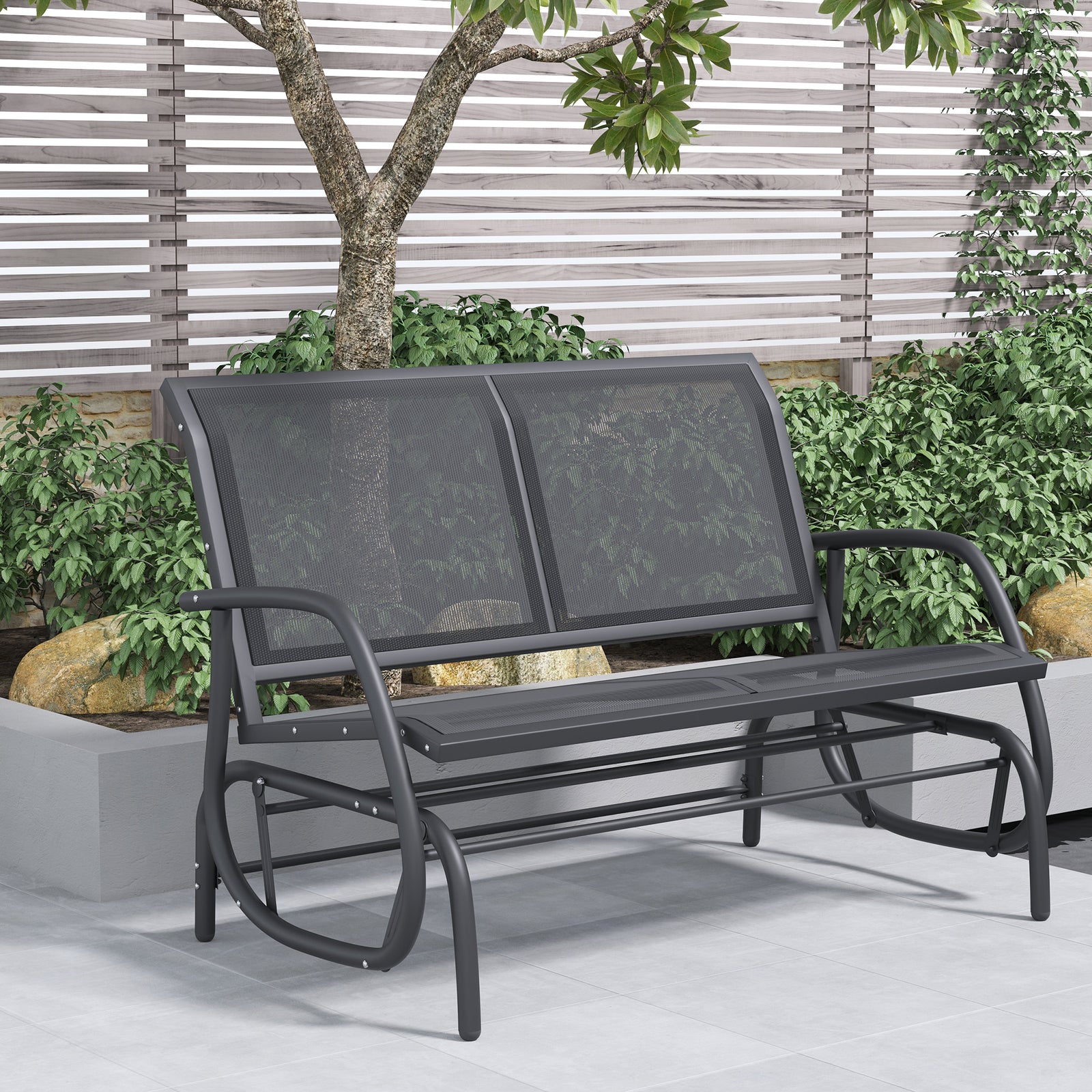 2-person Patio Glider Bench Gliding Chair Loveseat W/armrest