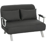 Fabric Convertible 2 Seater Sofa Bed W/ 2 Pillows | Grey