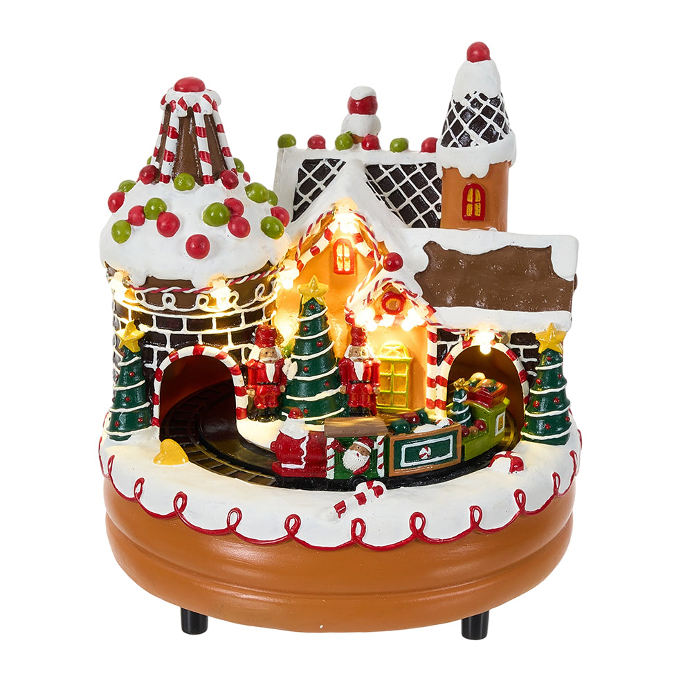 Christmas Xmas Castle Music Box Ornament With Warm Lights