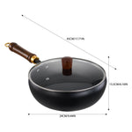 Long-handle Iron Deep Wok Pan With Lid | 24cm