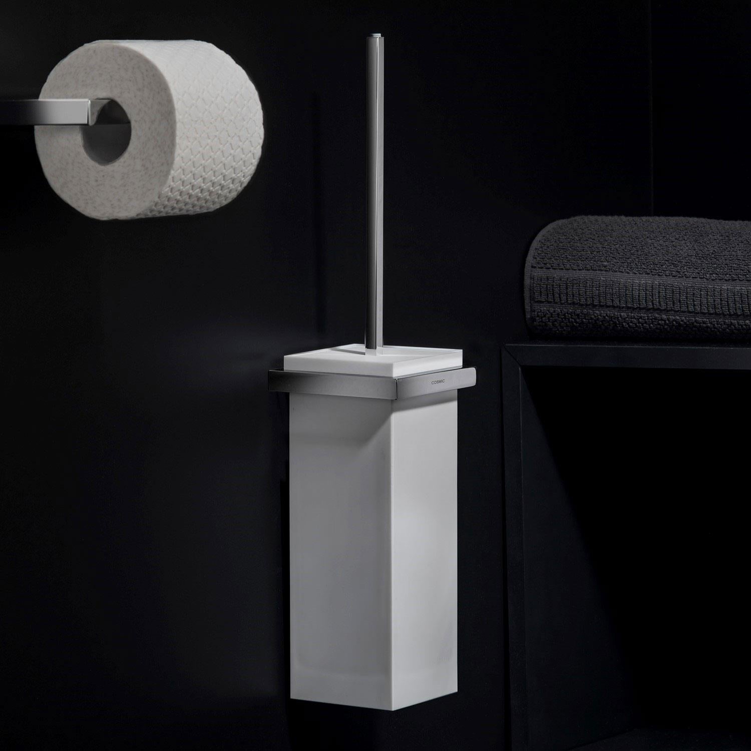 Toilet Brush, Siver Gloss, Wall-mounted. Collection The Grid