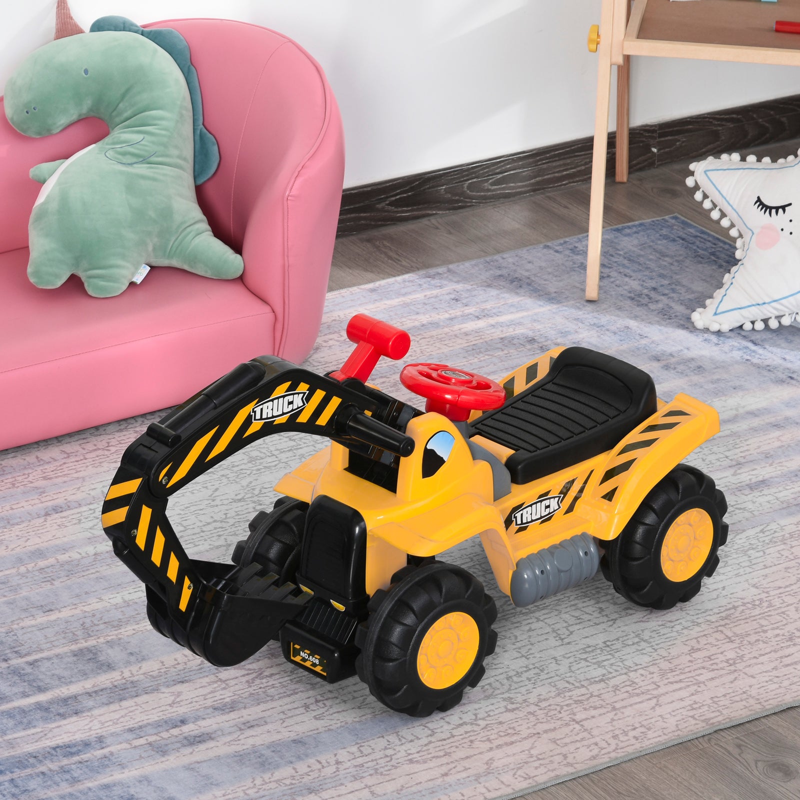 3-in-1 Kids Ride-on Tractor Scooter W/ Storage Basketball Net 1.5-4 Yrs