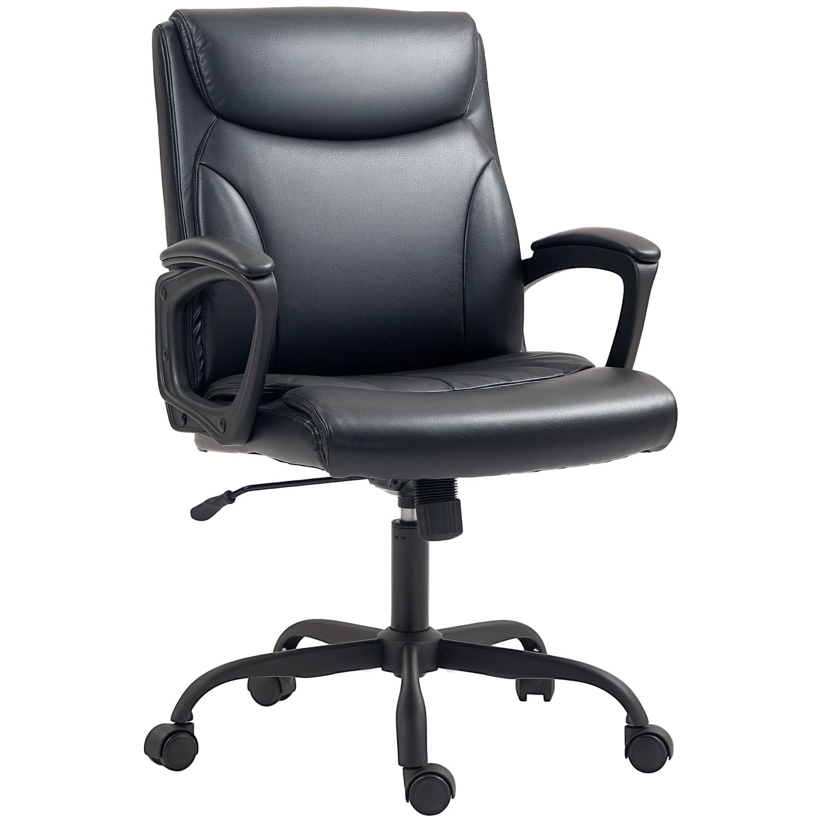 Faux Leather Desk Chair With Tilt Function For Home Office | Black