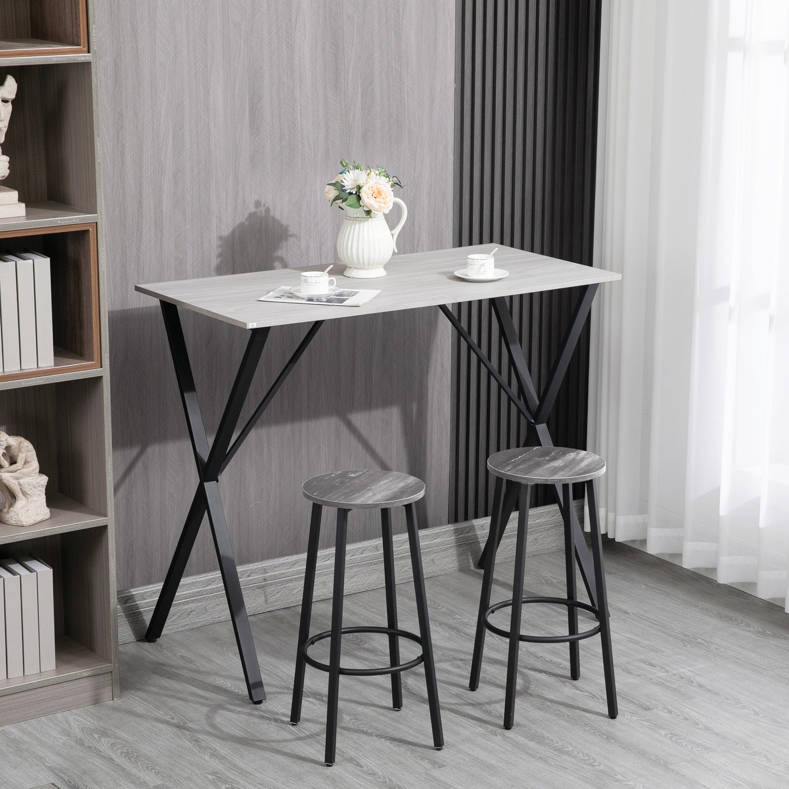 Bar Table, Wood Effect Top, Steel Legs