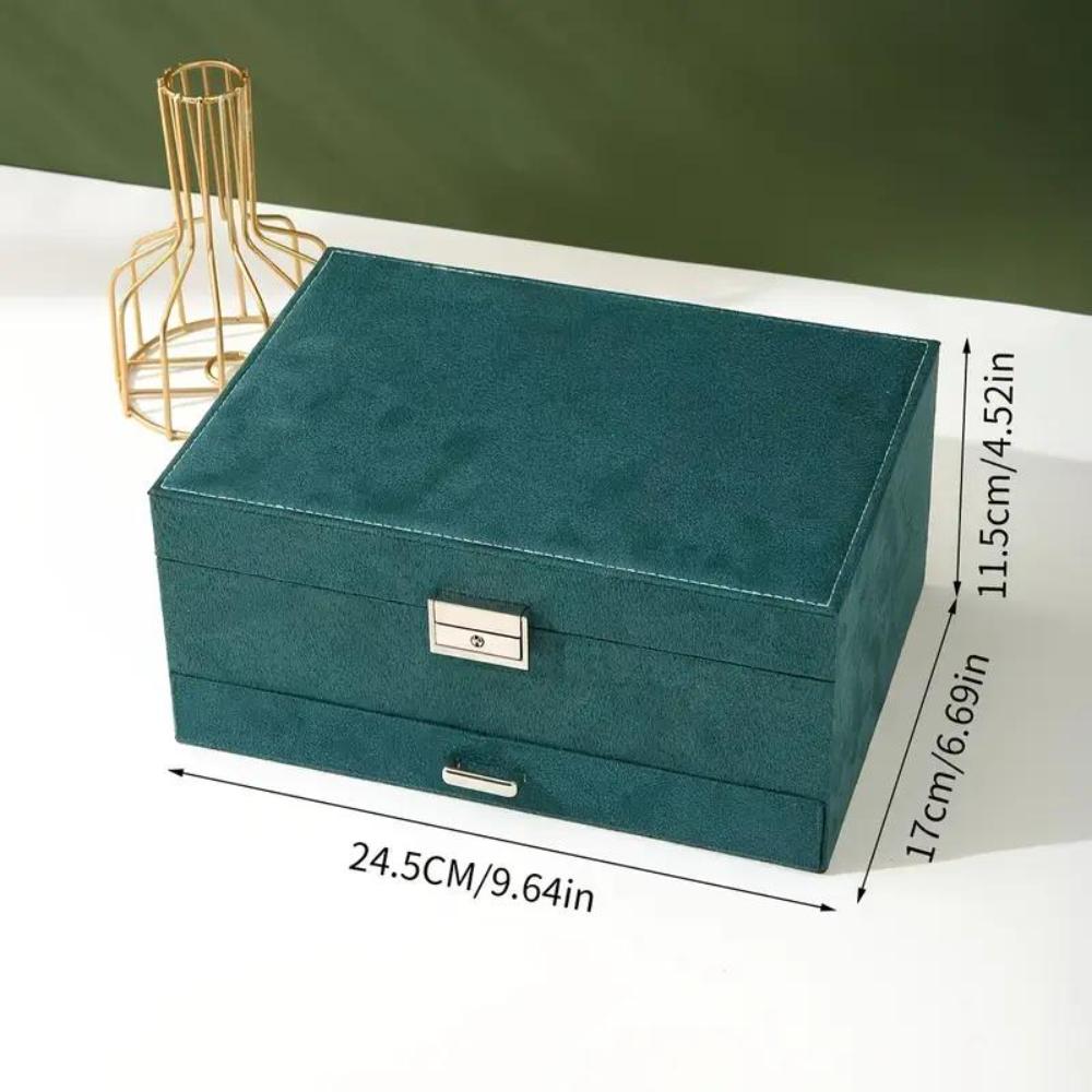 Dyzi Velvet 3-layer Lockable Jewellery Box Multi-functional Storage Case