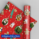 Christmas Gift Wrap, 4 Sheet 4 Tag, Official Product
