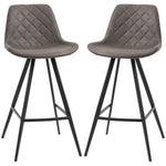 Set Of 2 Vintage Microfiber Bar Stools Steel | Dark Gray
