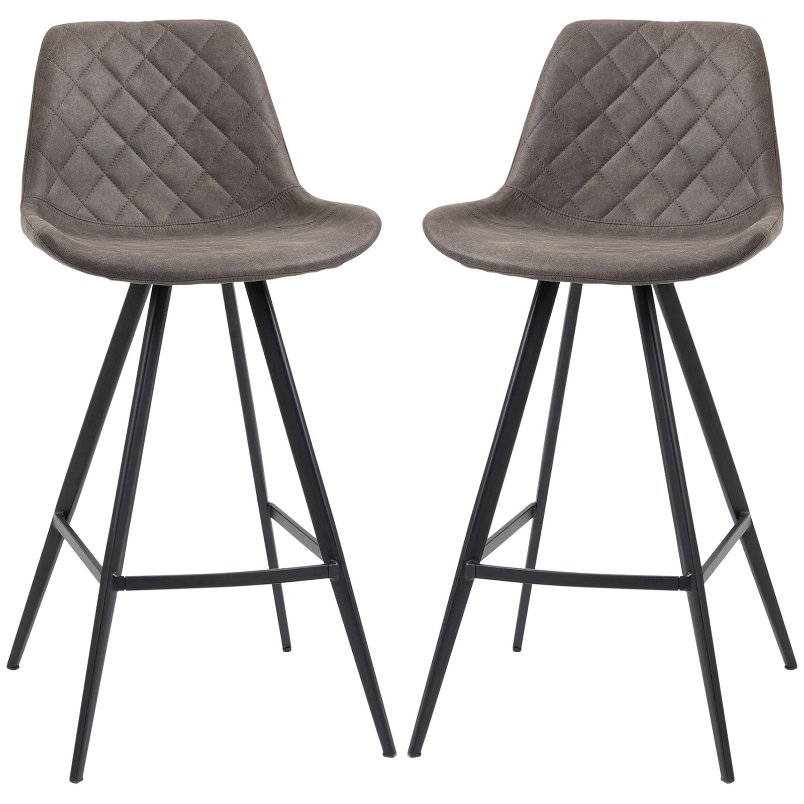 Set Of 2 Vintage Microfiber Bar Stools Steel | Dark Gray