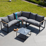 Bosque Black & Grey Garden Corner Sofa + Table