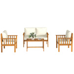 4 Seater Acacia Wood Patio Conversation Set Slatted Design Teak