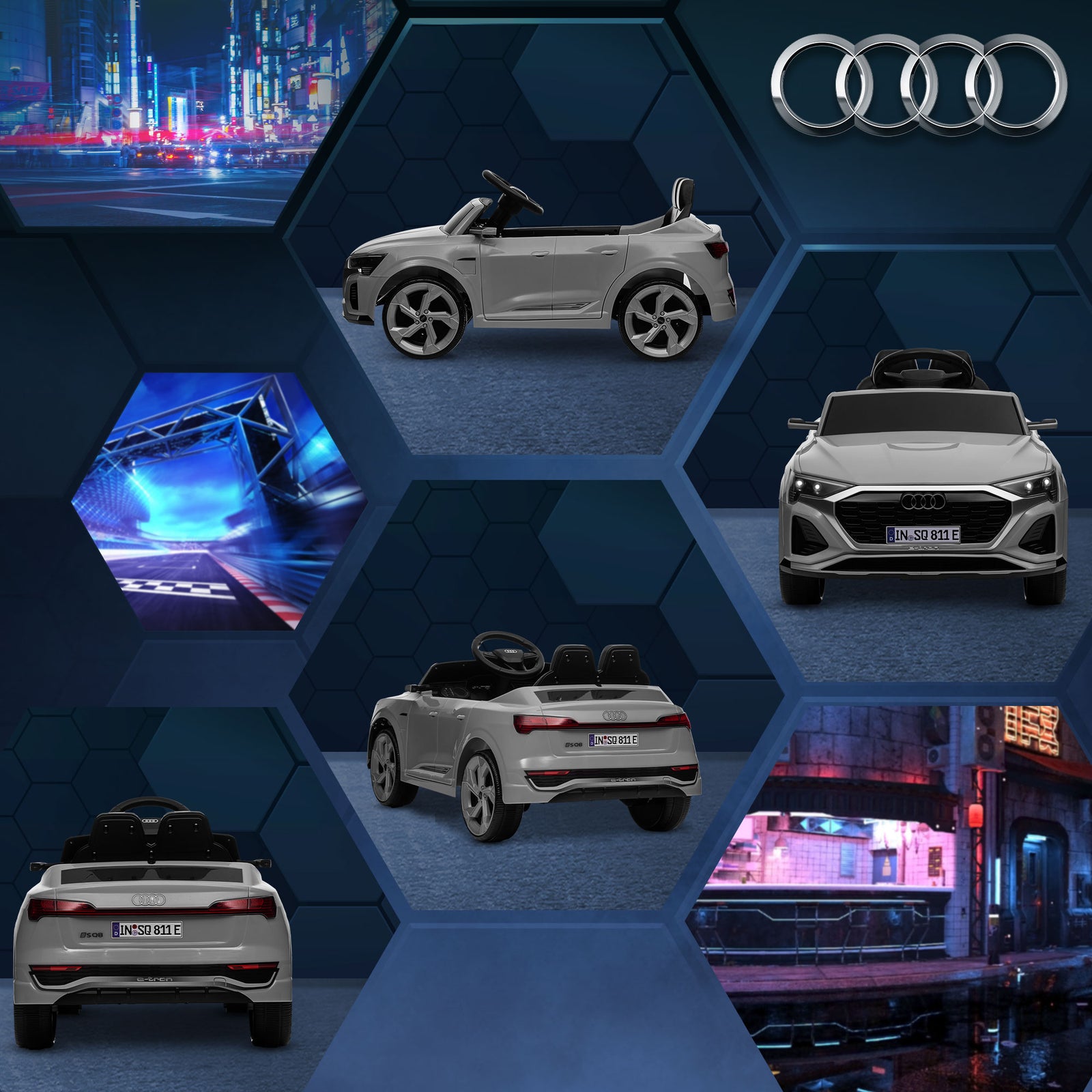 Aiyaplay Audi Q8 E-tron Sportback Kids Electric Car W/ Remote | Gray