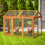 Pawhut Chicken Run, Wooden Chicken Coop W/ Combinable Design | Orange