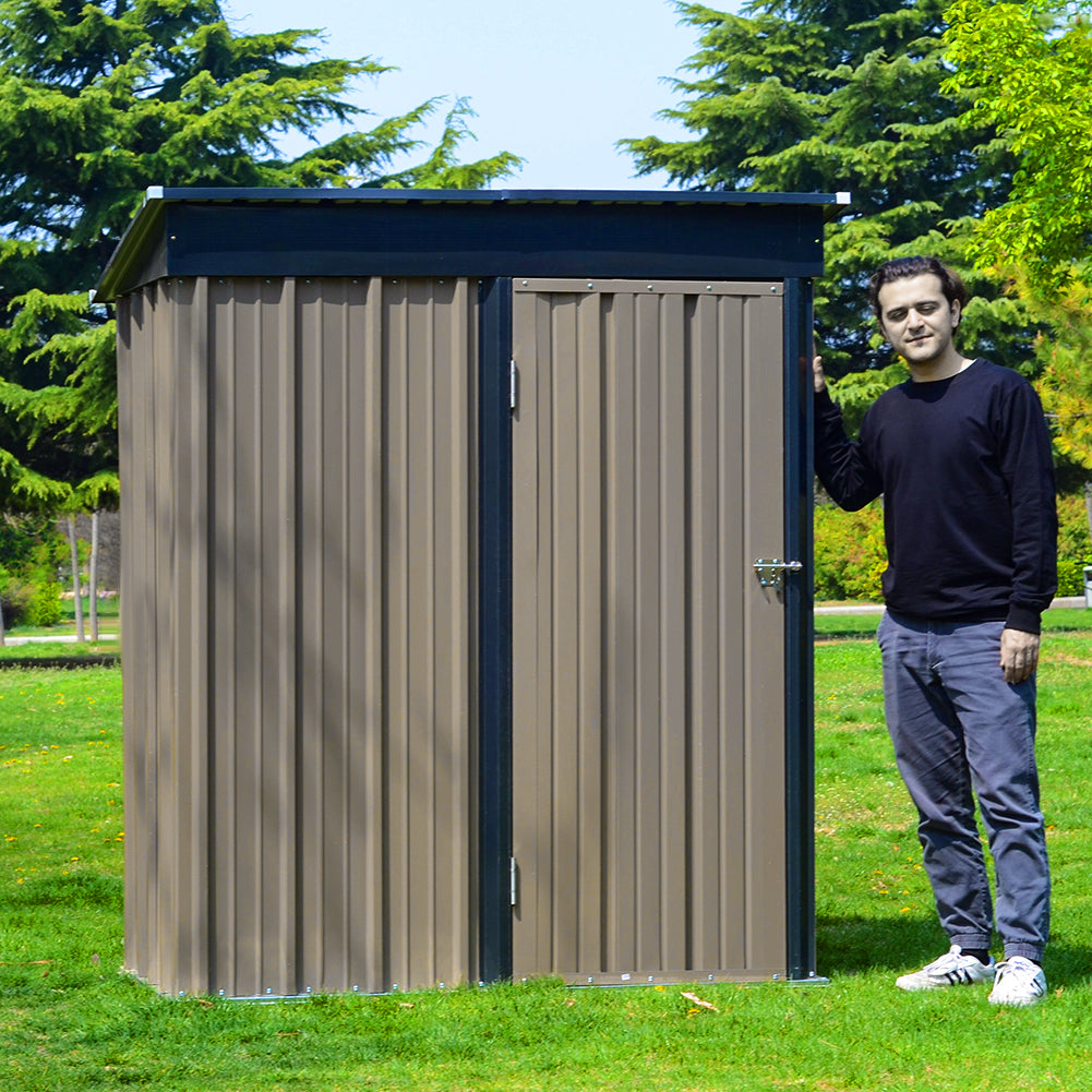 Metal Garden Shed 3x5ft Outdoor Storage Yard Tool Shed Tool Box Lockable | Small | Brown