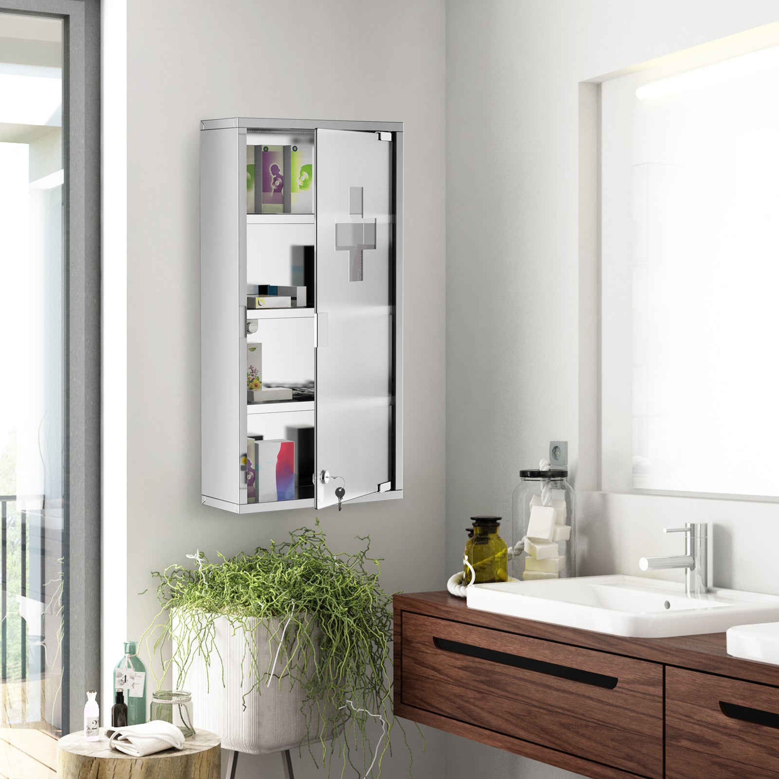 Medicine Cabinet Houseware Stainless Steel Medicine Cabinet