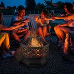 Outdoor Fire Pit W/ Screen & Poker, Bronze