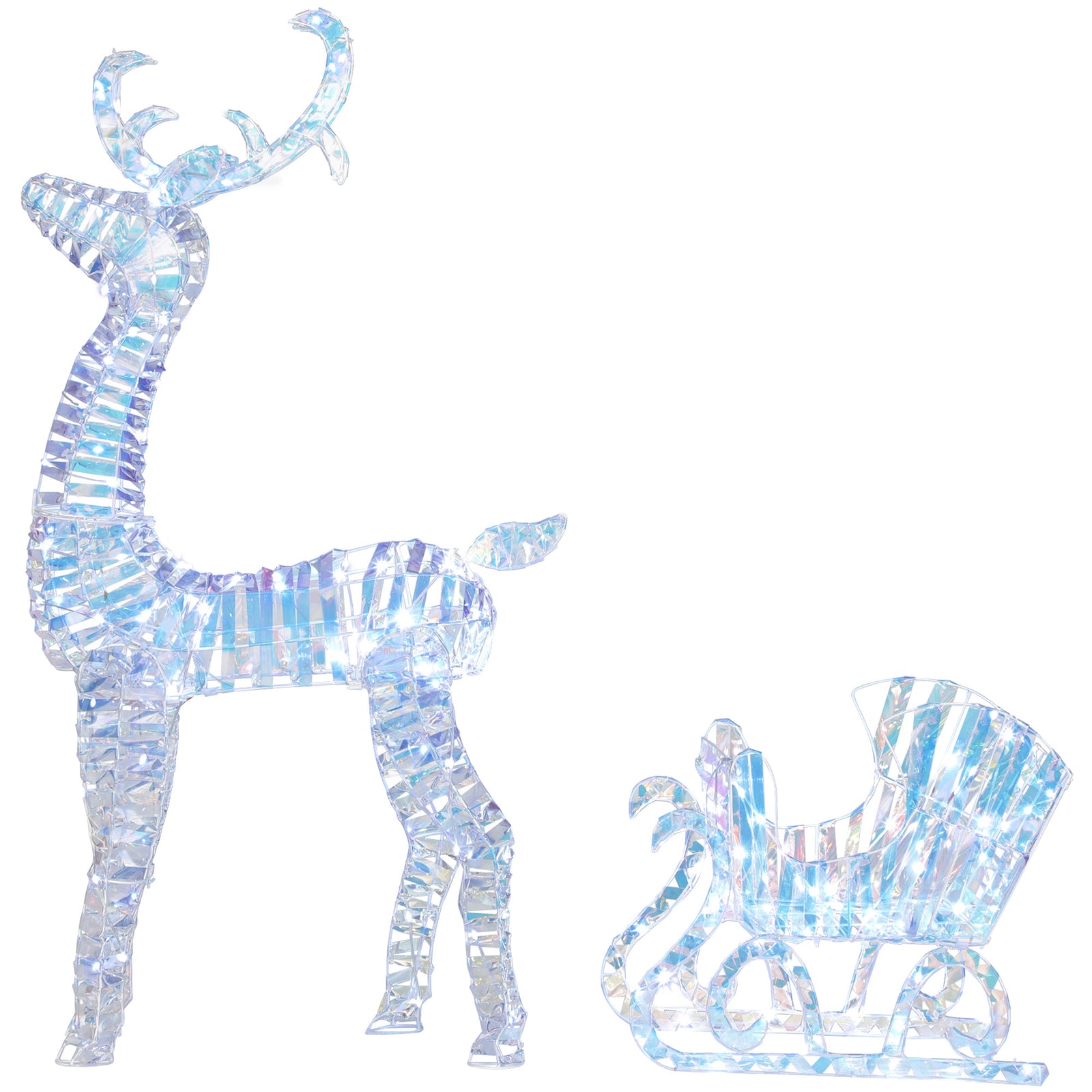 Lighted Christmas Reindeer With Sleigh, Waterproof Holiday Decor