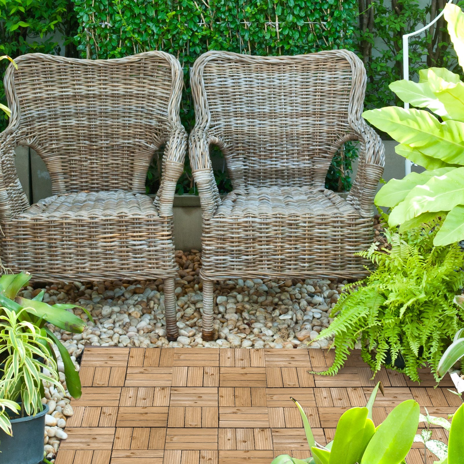 27 Pcs Brown Outdoor Flooring Tiles 30x30 Cm, 2.5㎡ Pack | Brown