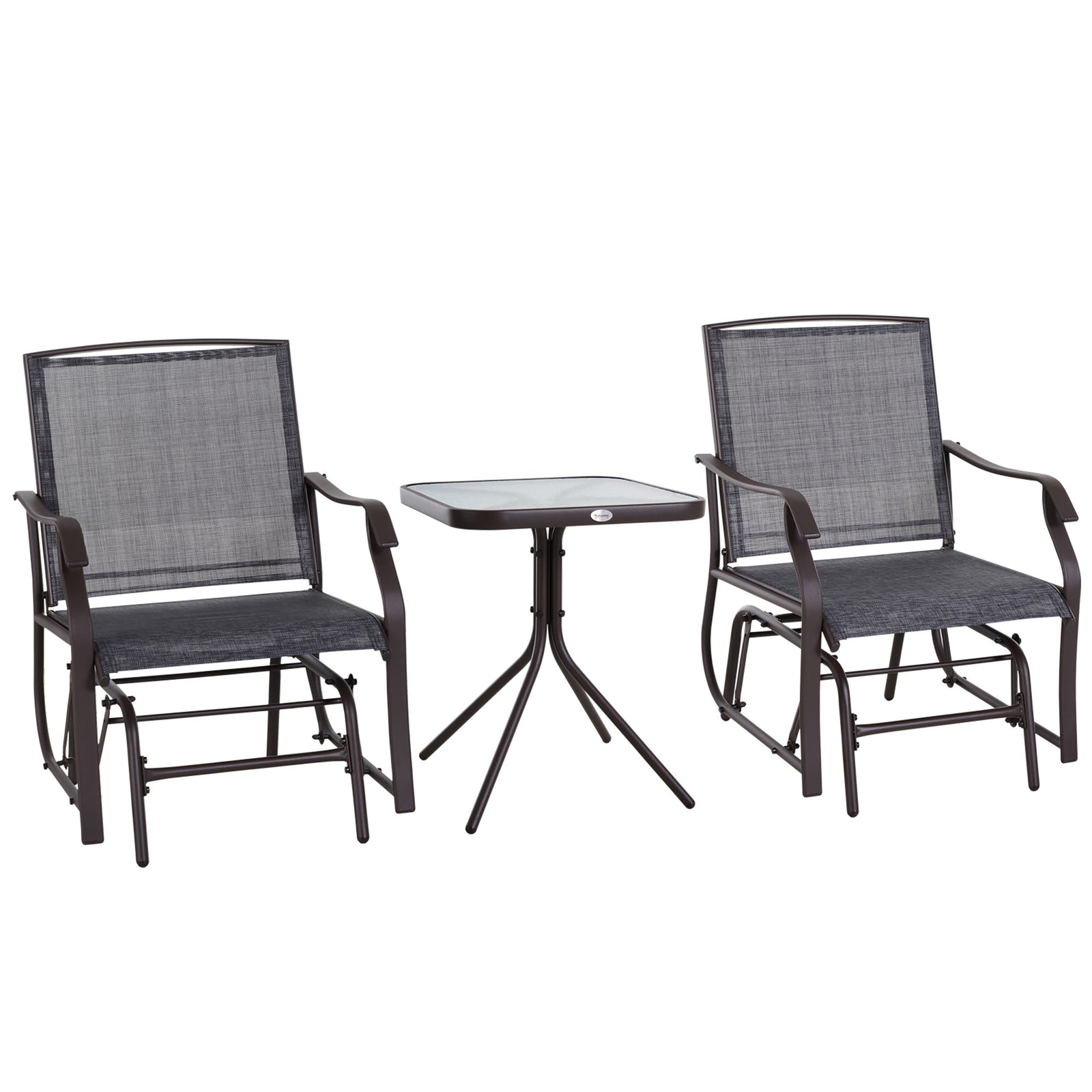3 Pcs Outdoor Sling Fabric Rocking Glider Chair W/ Table Set