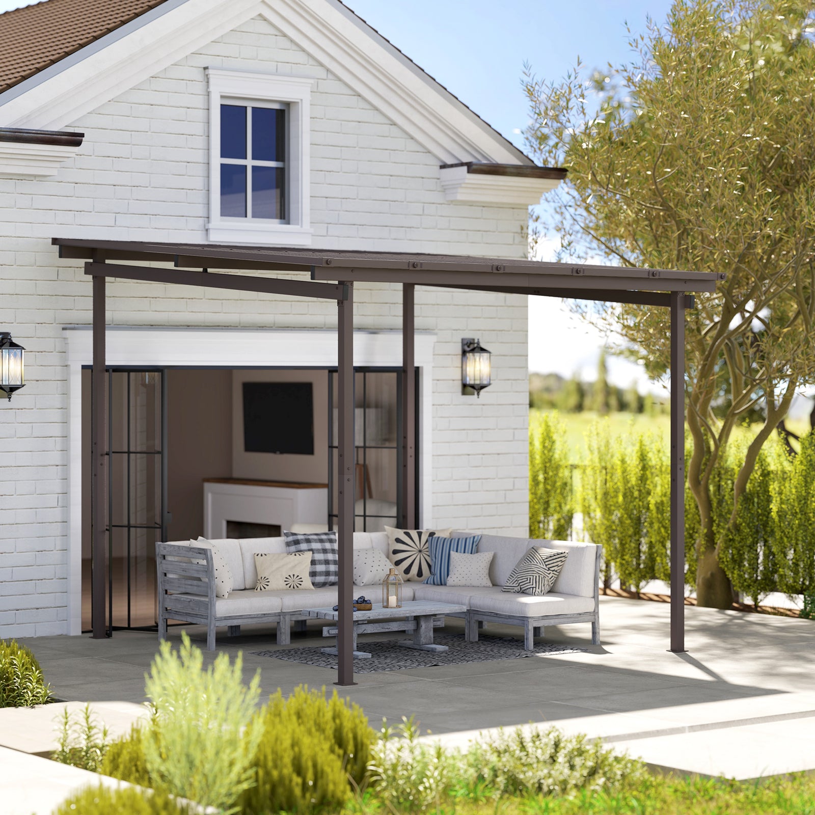 3 X 3(m) Waterproof Metal Pergola Easy To Assemble Lean To
