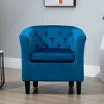 Clio 68cm Wide Velvet Fabric Studded Back Accent Chair With Dark And Light Wooden Legs | Blue
