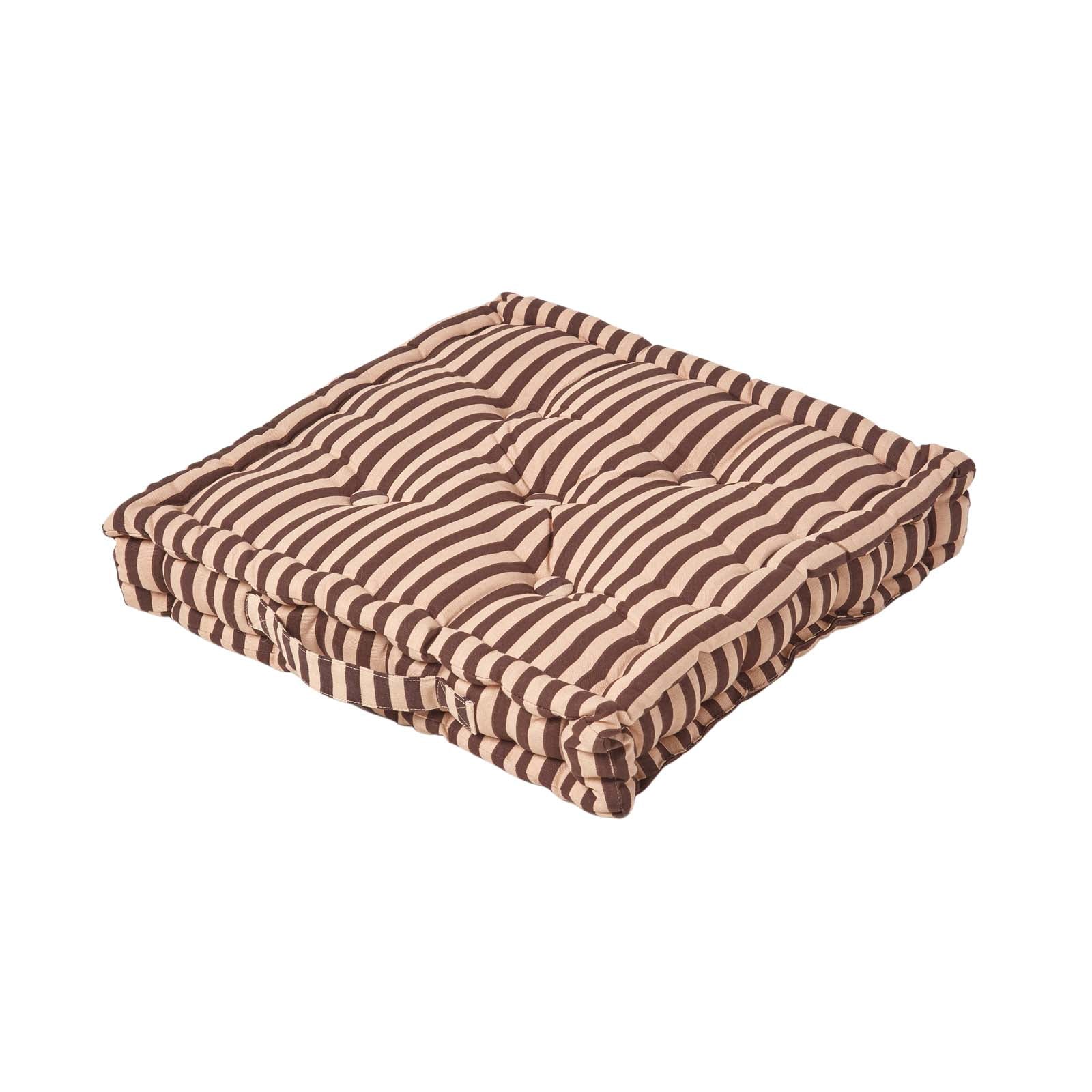 Cotton Thin Striped Floor Cushion | 50cm x 50cm | Beige