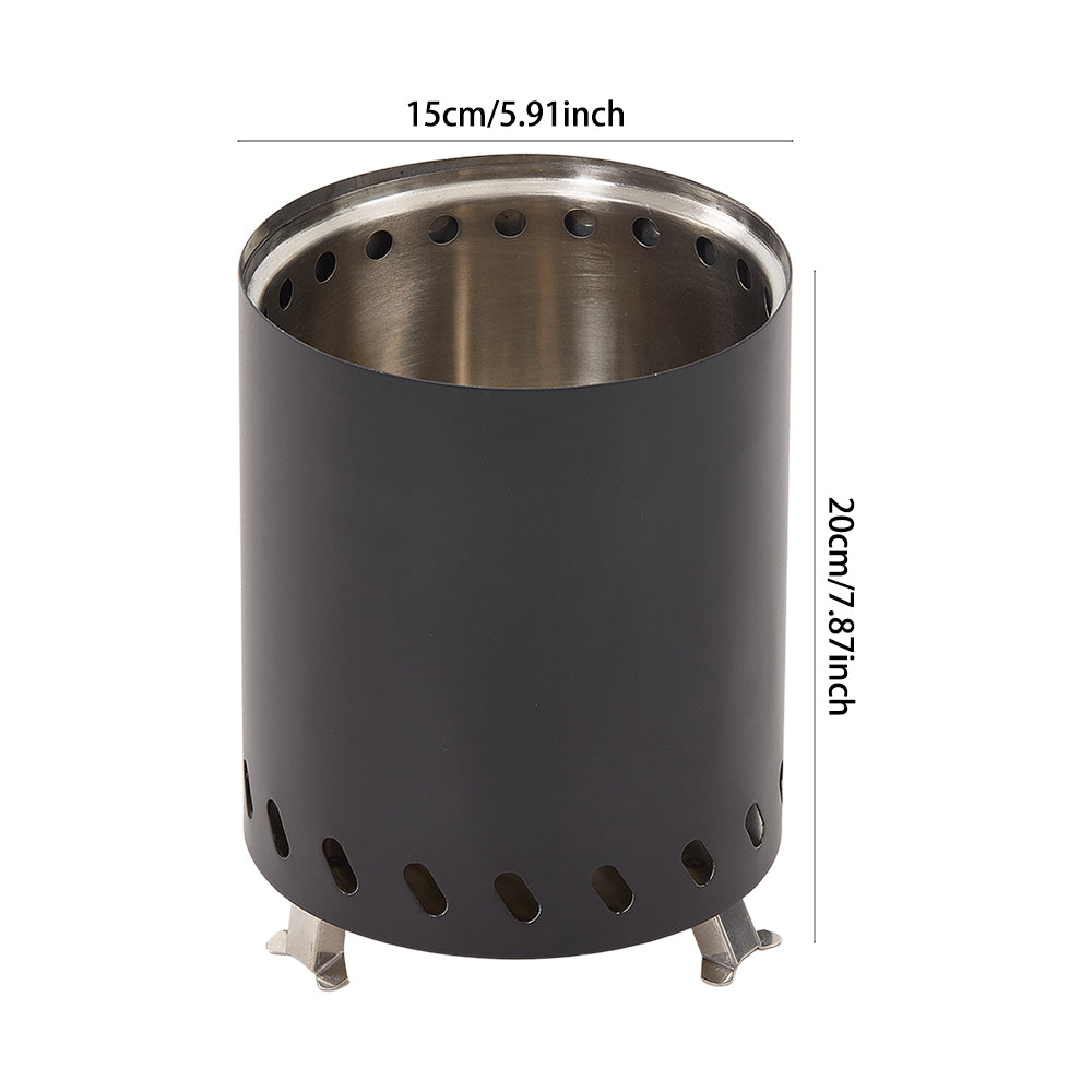 Portable Smokeless Fire Pit With Fire Ring, Pellet Adapter & Ash Grate – Durable Outdoor Stove For Camping & Backyard | Black
