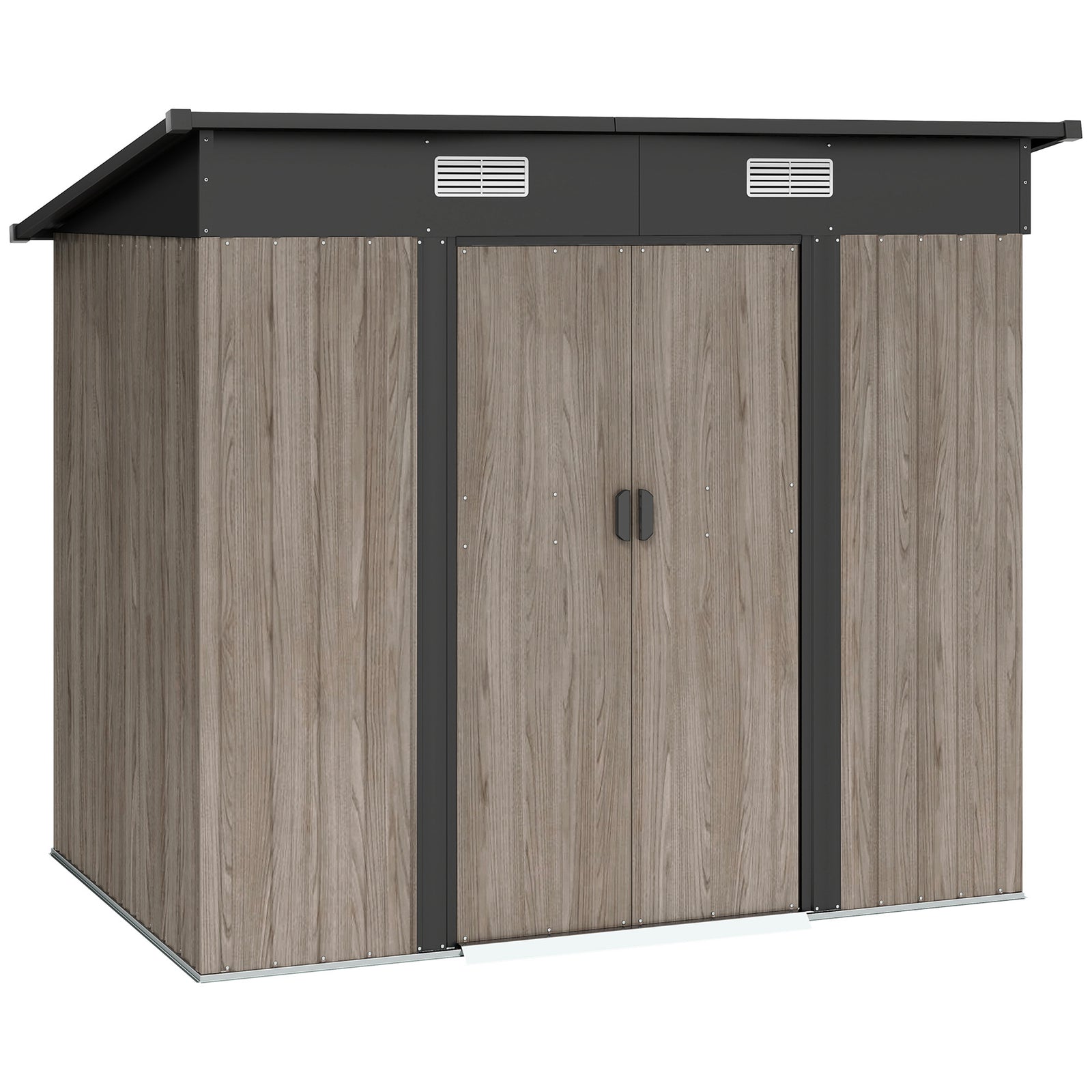 7x4ft Outdoor Metal Storage Shed, Grey