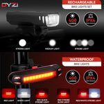 Dyzi Bike Bicycle Light Set Usb Rechargeable 4 Modes Daylight Sensor