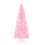 5/6/7ft Tall Prelit Pencil Artificial Christmas Tree | 5ft | Pink