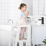 Step Stool, Adjustable Standing Platform, Toddler Kitchen Stool | White