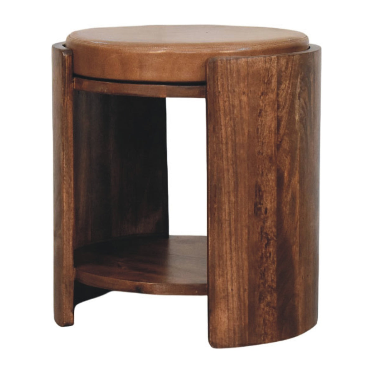 Solid Wood Savoy Leather Stool