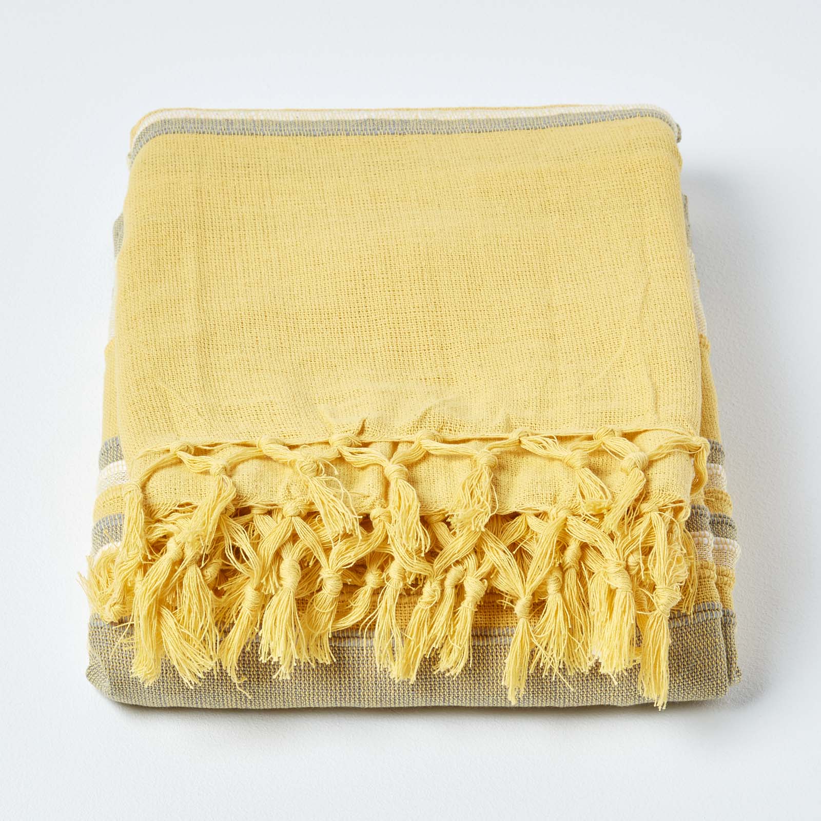 Cotton Morocco Striped Throw | 255cm x 360cm | Yellow