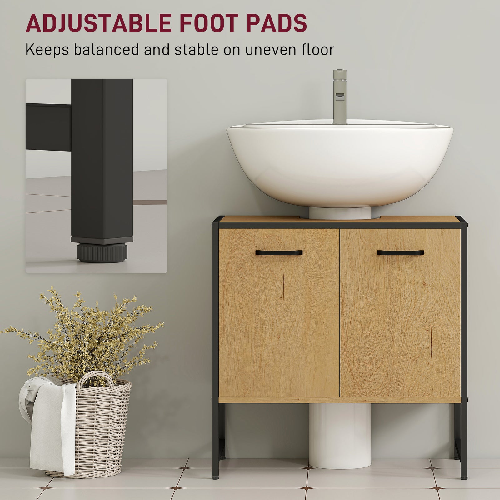 Bathroom Under Sink Cabinet For Basin Without Or With Pedestal | Natural