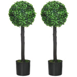 Set Of 2 60cm Potted Artificial Plants Boxwood Ball Trees