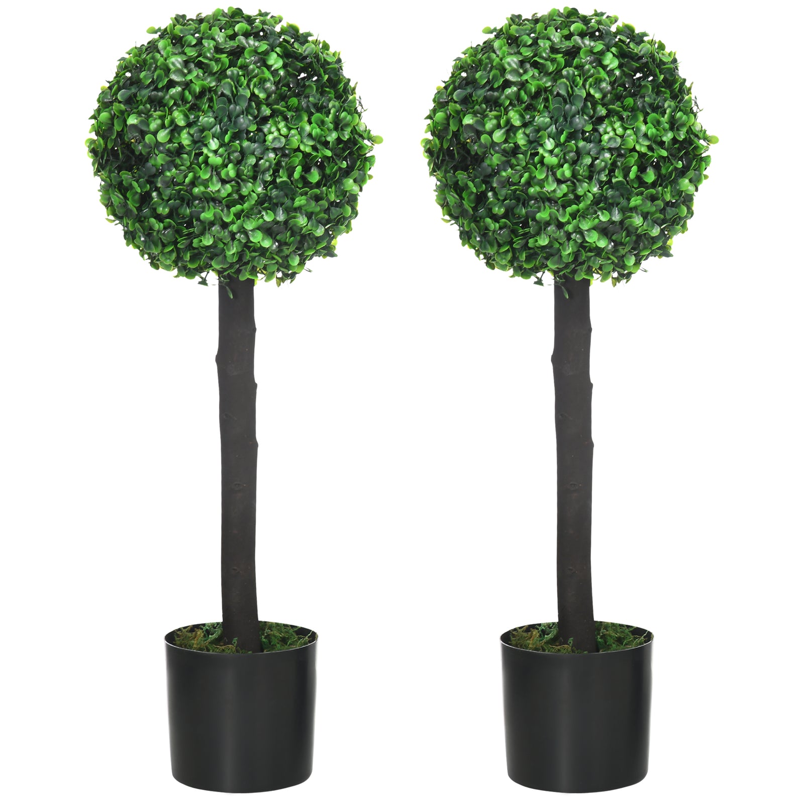 Set Of 2 60cm Potted Artificial Plants Boxwood Ball Trees