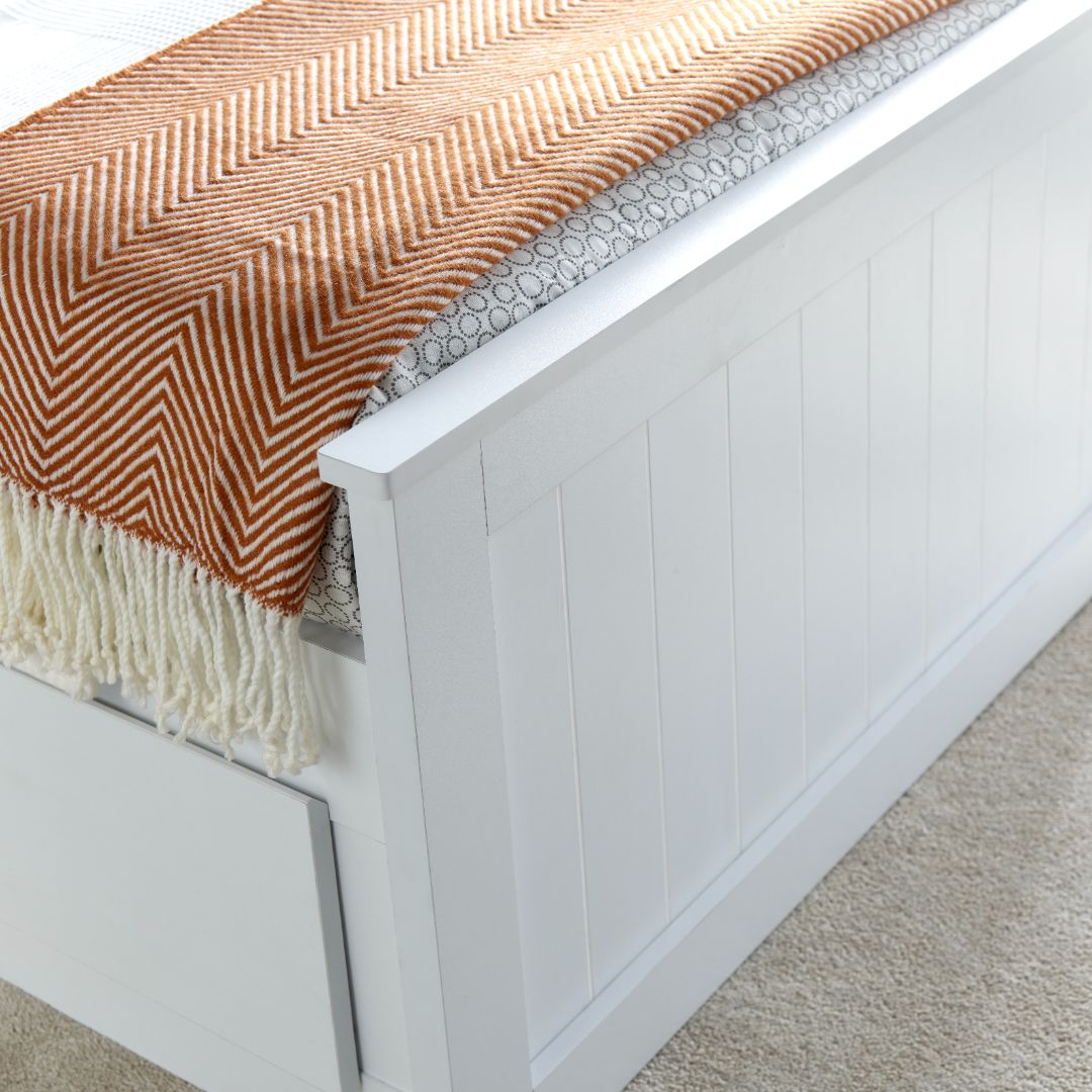 Enzo Wooden 3 Drawer Bookcase Bed And Spring Mattress | Single | White