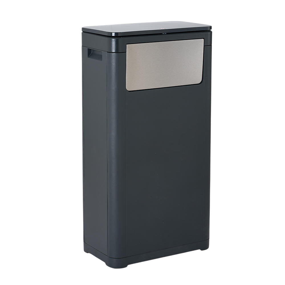 25l/32l Plastic Rubbish Bin With Top And Side Opening | Large | Black