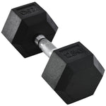 12.5kg Hex Rubber Dumbbell For Home Exercise | Black