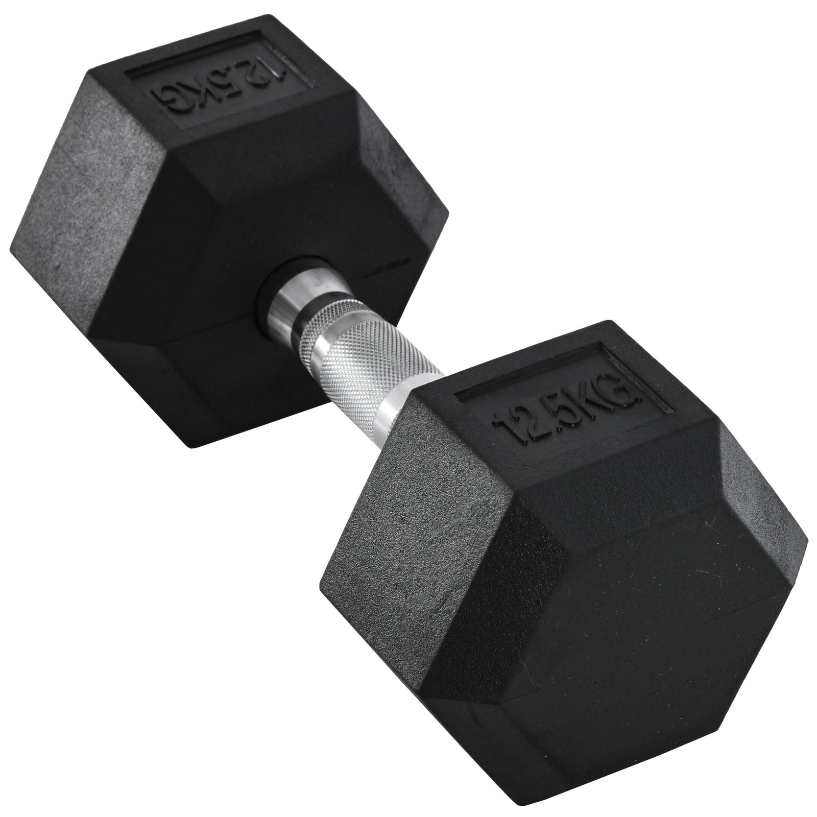 12.5kg Hex Rubber Dumbbell For Home Exercise | Black