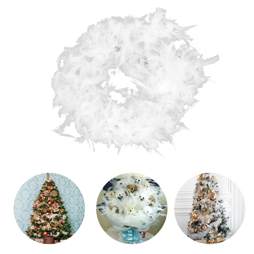 2m White Feather Boa For Party, Wedding, Christmas Tree Decoration