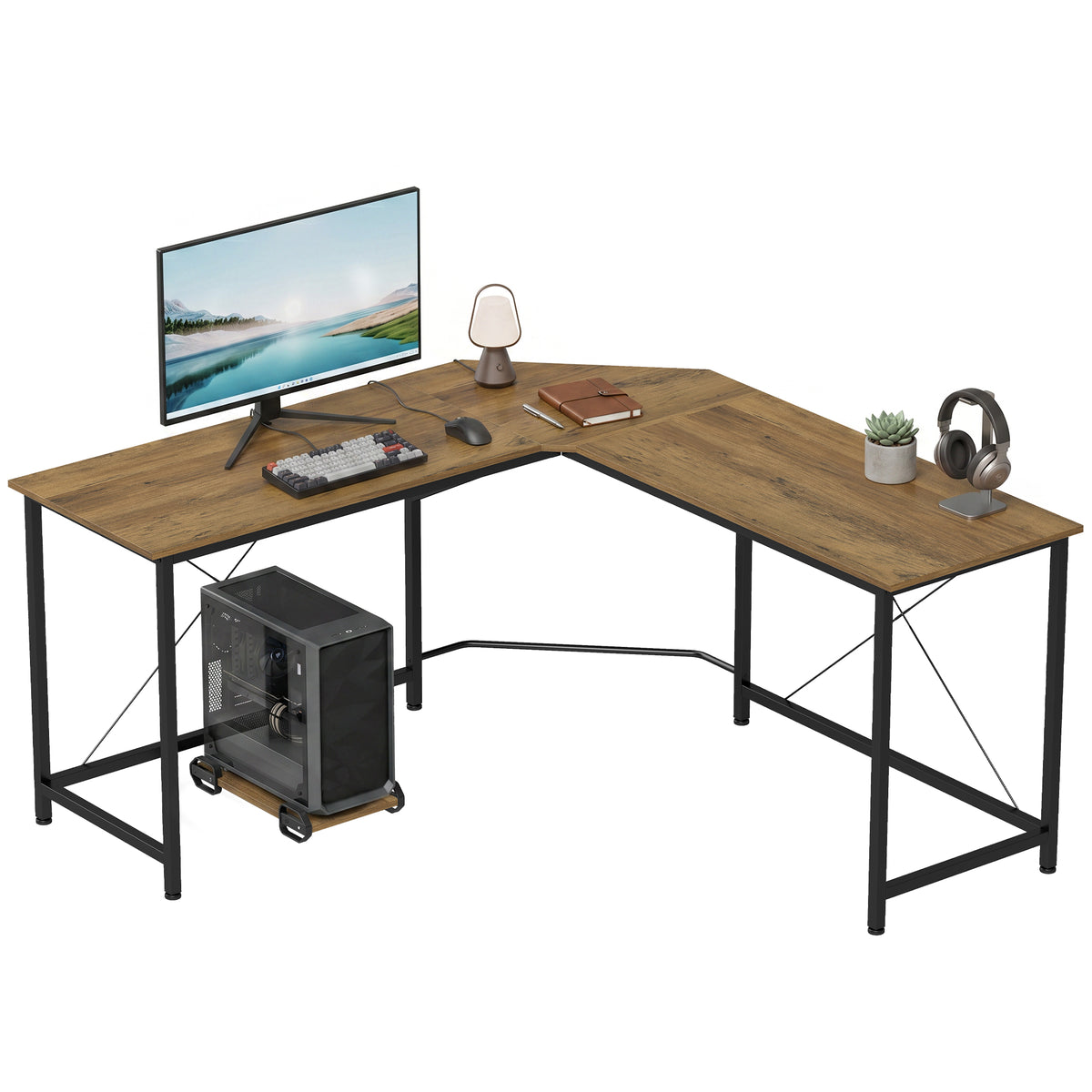 HOMCOM Corner L-shape Computer Desk Gaming Pc Workstation For Home Office